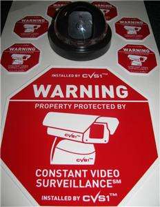Fake Security Camera LED Dome w Sign & Decals CCTV Spy  
