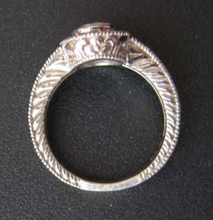 18K White Gold .82 ct. Brilliant Round Cut Diamond Wedding Ring Deco 