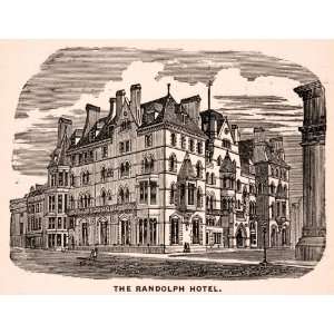  1900 Wood Engraving Macdonald Randolph Hotel Victorian 