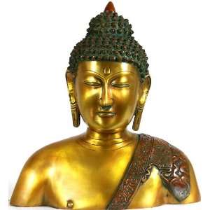  Mathura Buddha Bust   Brass Sculpture