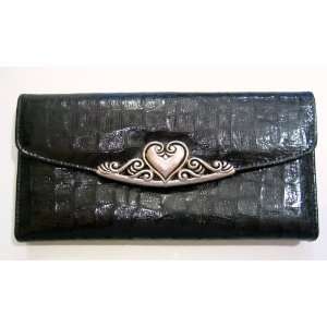   Croc WALLET checkbook holder HEART clasp, by BUXTON