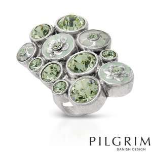 Genuine Pilgrim Skanderborg, Denmark (TM) Ladies Ring. Green Crystal 