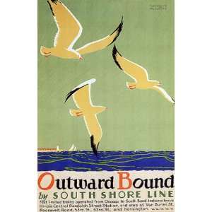   OUTWARD BOUND SOUTH SHORE LINE CHICAGO ILLINOIS VINTAGE POSTER REPRO