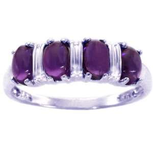   Petite Oval Gemstone Ring Amethyst/Cabochon, size5 diViene Jewelry