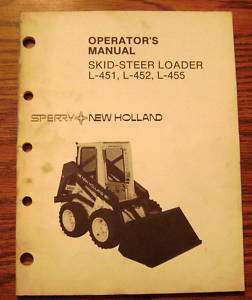 New Holland L 451 452 L 455 Skid Loader Operator Manual  