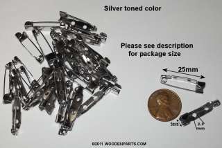 100pcs x 25mm Silver Tone pinback bar pin / brooch clasp  