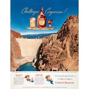 1951 Ad Calvert Reserve Blended Whiskey Hoover Dam Challenge Power 
