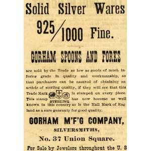  1882 Ad Gorham Solid Silverware Silversmiths Jewelers 