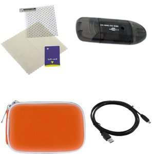 GTMax 4pcs USB 5 Pin Data Cable+Orange Eva Case+SD Memory Card Reader 