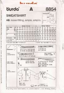 8854 Burda Pattern, Mens Sweatshirt & Jacket, SZ 36 50  