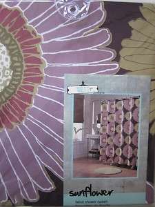 New West Street Designs Sunflower purple Fabric Shower Curtain 70 W X 