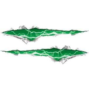  Ripped / Torn Metal Look Decals Lightning Green   30 h x 