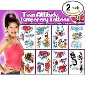  Temporary Tattoos, Teen Attitude Tattoos (Pack of 2 