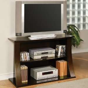  Powell Espresso Swoop Front Bookcase Media Stand