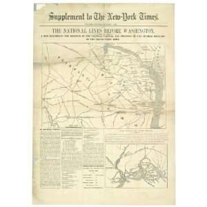  Civil War Map The National lines before Washington  a map 