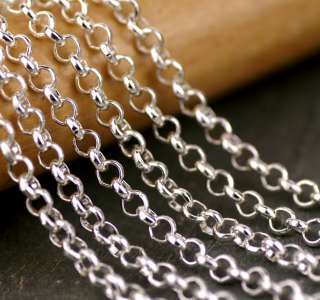   Silver Plated Brass Round Link Rolo Chains 3.2mm c77 PICK  