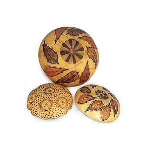  Mate gourd plates, Nature Leaves (set of 3)