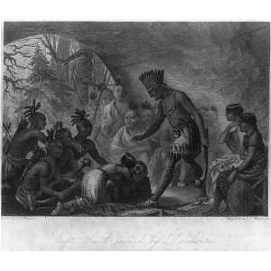 Captain Smith rescued by Pocahontas,1608,Indians,VA