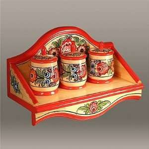  Gorodets Painting Shelf with 3 Storages 