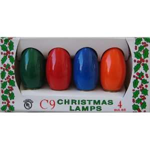  4 count C9 Christmas Light Bulbs   Green Red Blue and 
