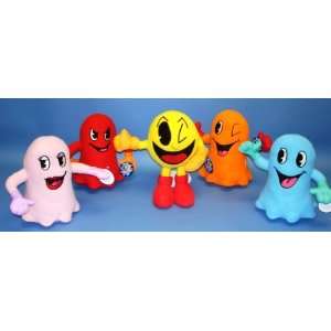  (ALL 5 DOLLS) Pacman Plush Doll and 4 Ghosts PAC MAN GHOST 