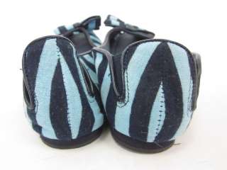 STEVE MADDEN Blue Stripe Peep Toe Flats Shoes Sz 6.5  