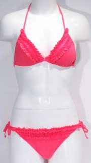 Guess Coral Ruffle Steppin Out String Bikini Swimsuit Juniors M Medium 