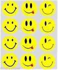 12 smiley face yellow rice paper cake toppers precut location