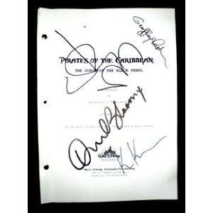 Pirates of the Caribbean Curse of the Black Pearl Script Signed by 4 