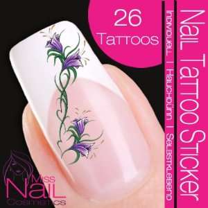  Nail Tattoo Sticker Flower / Ornament   green / purple 