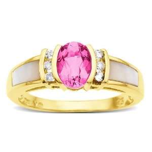  Pink Sapphire and Diamond Accent Ring in 14K Gold Jewelry