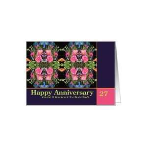  Anniversary 27 Carnation Daisy Polka Dot Bouquet Card 