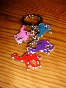 Keychain keyring w multi color camel charms NEW  