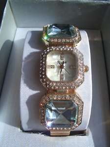 Starlett Bejewelled Gold and Gems Bracelet Watch  