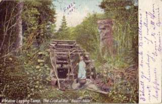 COOK AT BEAN HOLE MAINE LOGGING CAMP 1907  