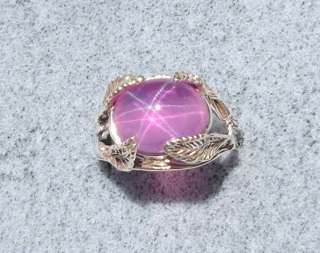   12X10 MM 7+ CT TRANSPARENT PINK STAR SAPPHIRE CREATED SS RING  
