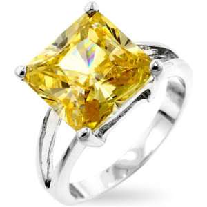 CT Canary Princess Cut Solitaire Cubic Zirconia Ring  
