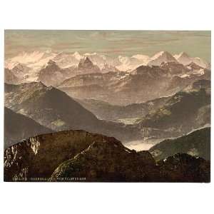   Print Victorian Photochrom Berner Alpen From Pilatus