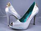 Ed Hardy Womens Shoes Silver Stacey High Heels Pumps 6  
