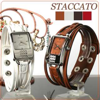STACCATO ST 93]Unique bands dress casual fashion watch, leather band 