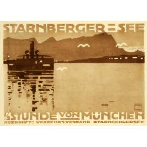   Lake Starnberg Travel Poster   Original Photogravure