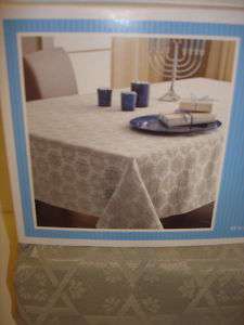 New Hanukkah Menorah Silver Fabric tablecloth 60”x 104”  