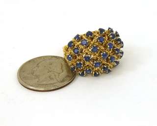 LOVELY 18K GOLD 3 CTS SAPPHIRES SPUTNIK STYLE BAND RING  