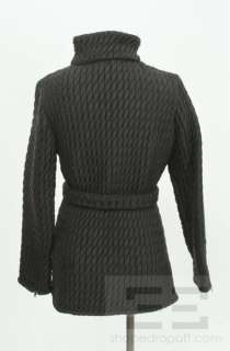 Sportmax Black Quilted Stretch Nylon Zip Front Jacket Size 6  