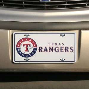 Texas Rangers White Metal License Plate 
