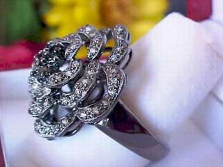 2,890 CHIC SOHO BOUTIQUE SHOPNBC BLACK DIAMOND FLOWER RING 14K BLACK 