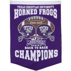   Frogs (TCU) 18 x 24 Purple Back to Back Champs Felt Rafter Banner