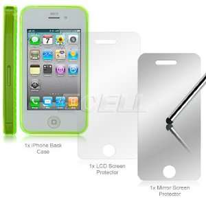   GREEN CUBE SILICONE CASE LCD PROTECTOR FOR iPHONE 4 4G Electronics