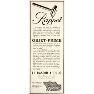  1925 Ad Rasoir Apollo Razor 20 Reaumur Paris Shaving 