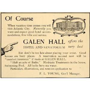  1907 Ad Atlantic City Galen Hall Hotel Sanitorium Baths 